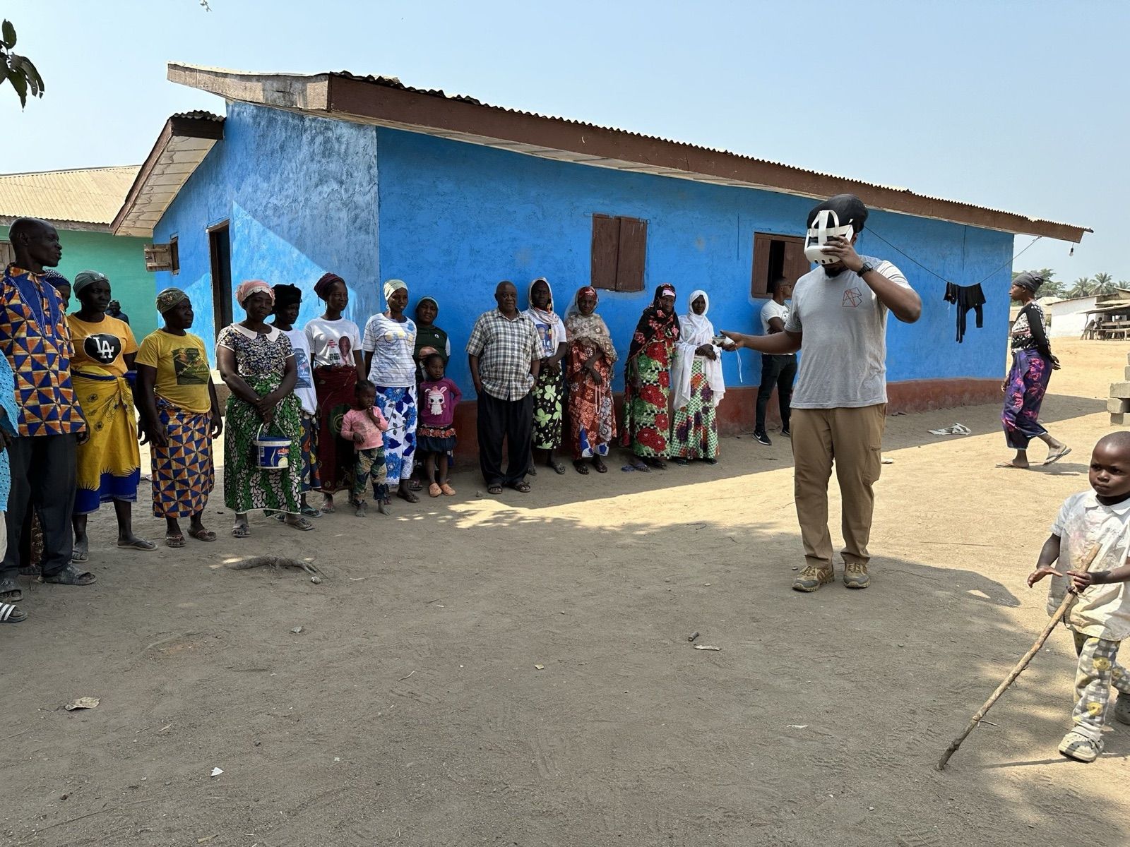 VR setup documentation showing immersive heritage interpretation workflow in Liberia.